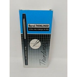 Berol Thinliner F-32 Extra Fine Red Pen‎ Marker 12 Box VTG 1980s 80s 90s 1990s